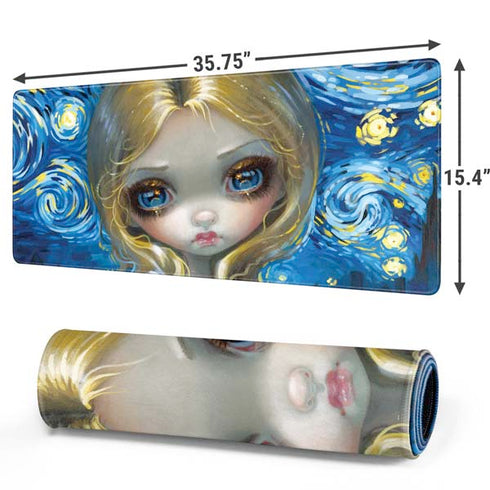 Artist Alice in Van Gogh Starry Night by Jasmine Becket-Griffith Gaming Mouse Pad